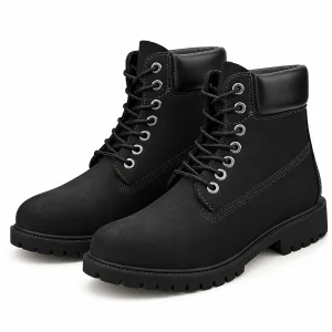 Bottines homme noires à lacets et col lisse élégantes en cuir