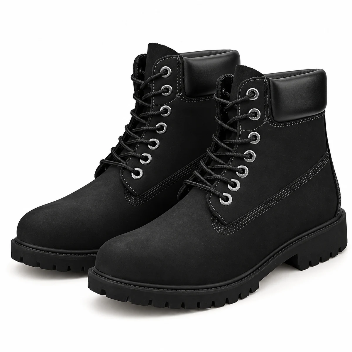 Bottines homme noires à lacets et col lisse élégantes en cuir
