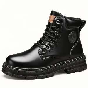 Bottines homme noires à lacets avec détails zippés élégantes
