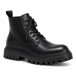 Bottines hommes noires avec lacets et semelle crantée élégantes