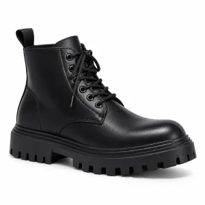 Bottines hommes noires avec lacets et semelle crantée élégantes