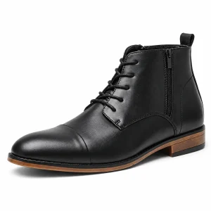 bottines homme noires a lacets et semelle a lisere brun vue principale