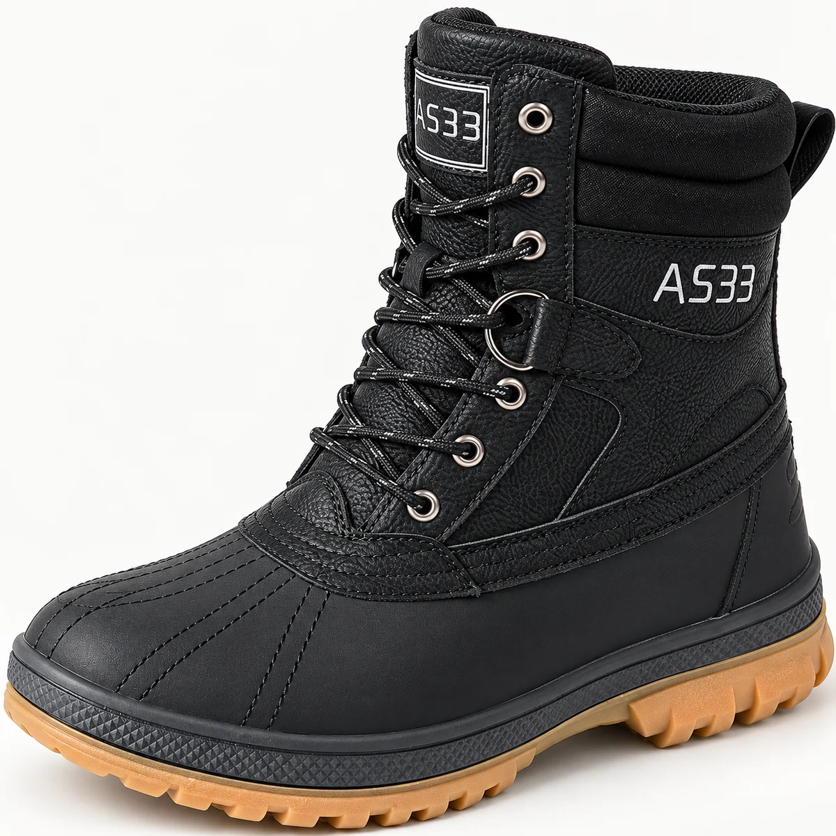 Bottines hommes classiques en cuir noir avec talon en marron