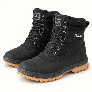 Bottines homme noires à lacets avec semelle marron élégantes