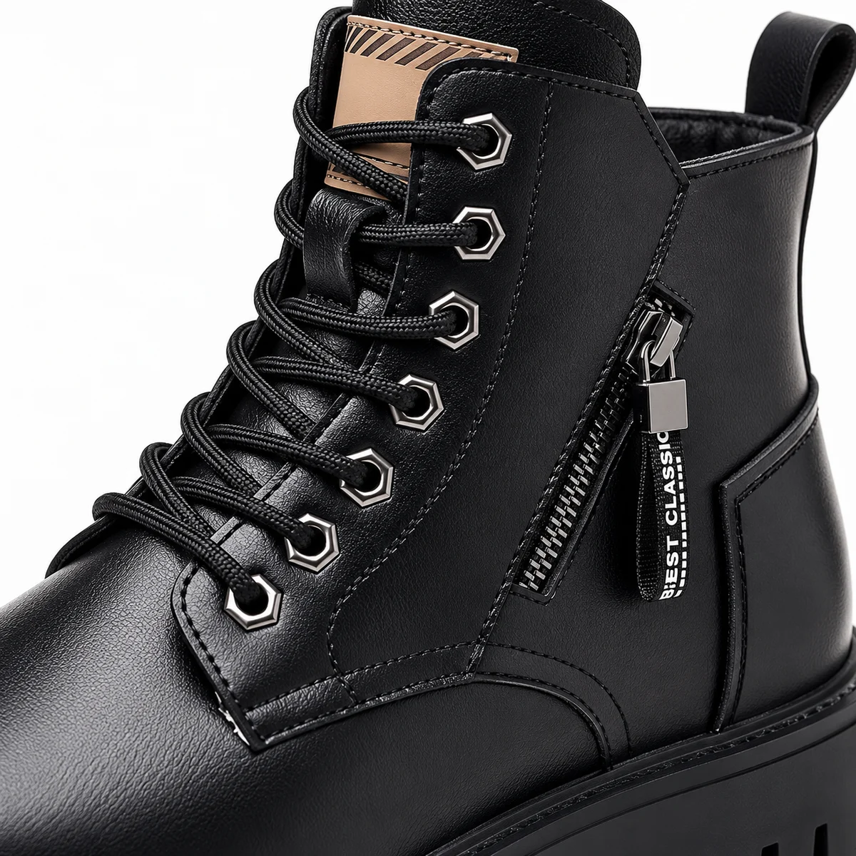Chaussures homme noires avec lacets et zip pour un look moderne et sophistiqué