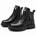 Bottines homme noires à lacets avec zip décoratif pour style urbain