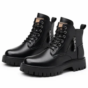 Bottines homme noires à lacets avec zip décoratif pour style urbain