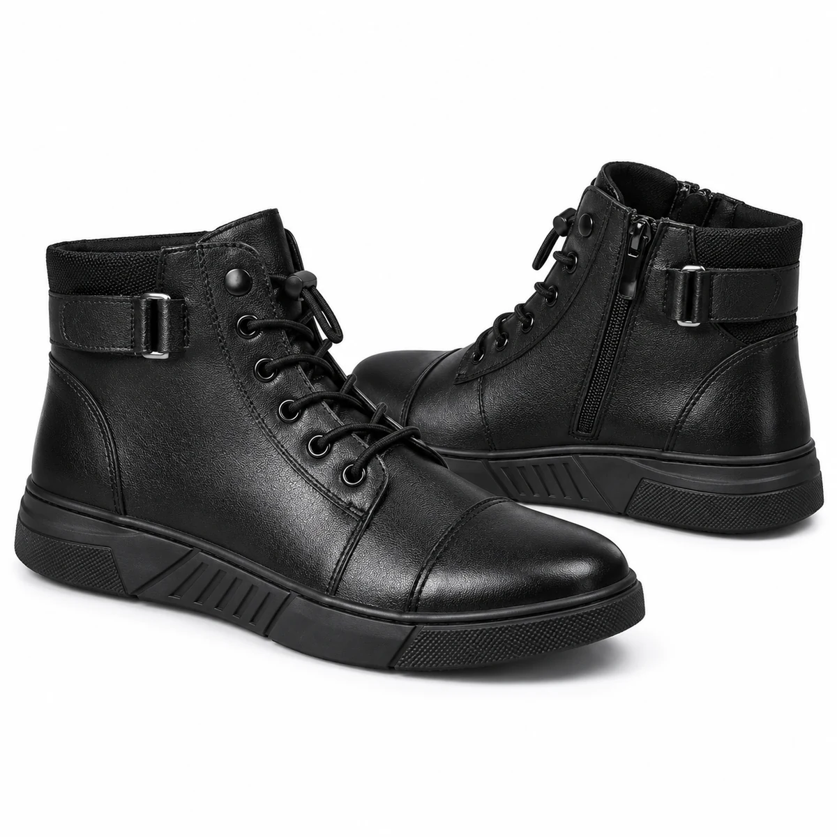Chaussures homme noires à lacets, zip pratique et bride stylée