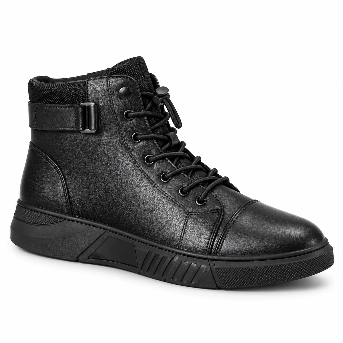 Bottines homme noires à lacets avec zip et bride élégantes