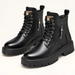 Bottines homme noires à semelle épaisse avec zip latéral pour un look moderne
