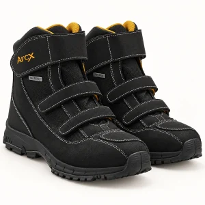 Bottines pour homme noires à trois scratchs avec surpiqûres élégantes
