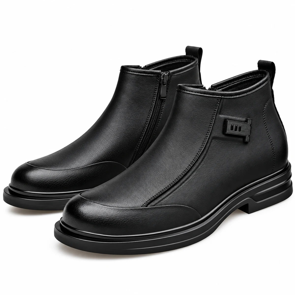 Chaussures homme en cuir noir avec zip et boucle pour un style casual chic
