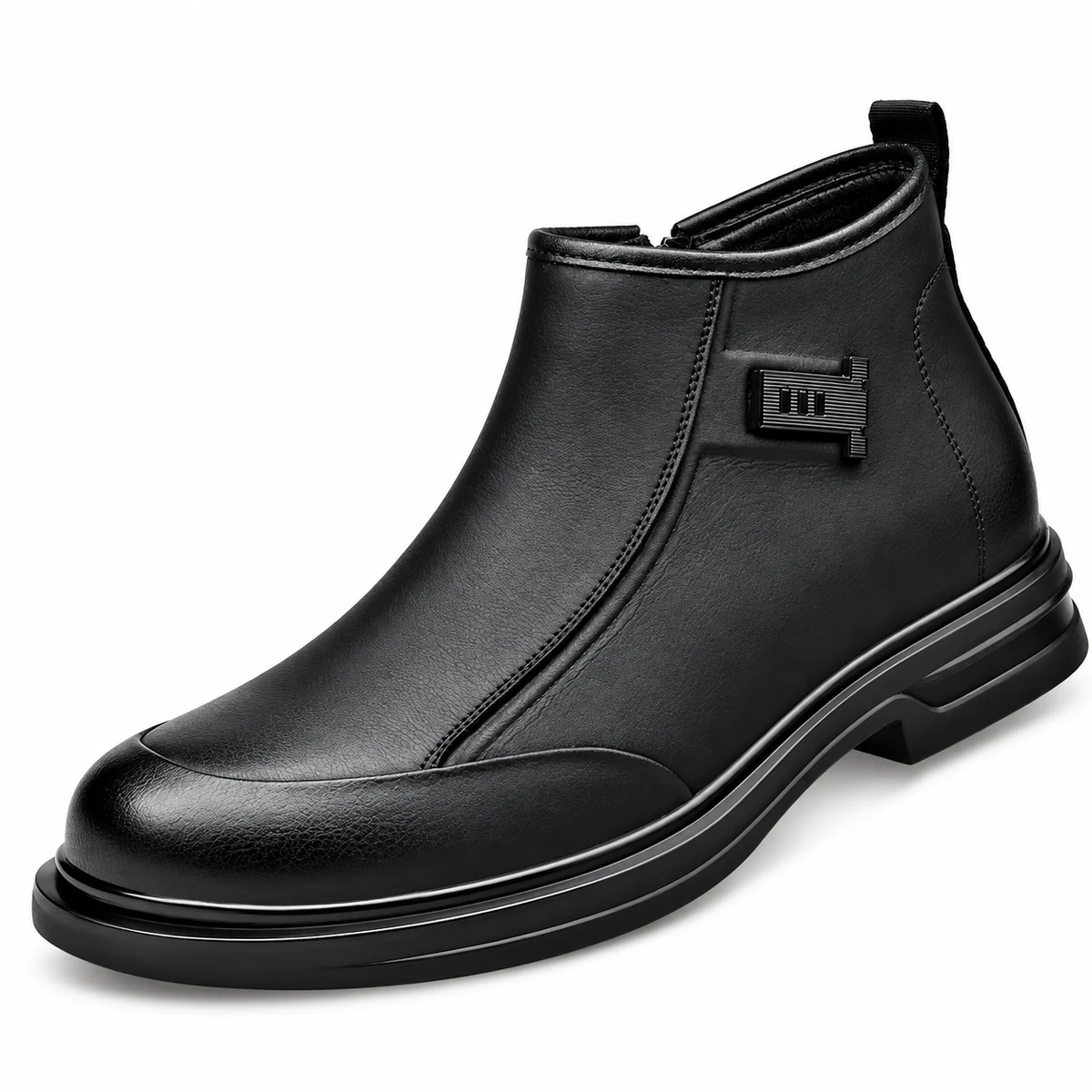 Bottines homme noires à zip avec boucle latérale élégantes et modernes