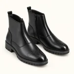 Bottines homme noires à zip et coutures au bout — vue principale