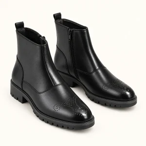 Bottines homme noires à zip et coutures au bout — vue principale