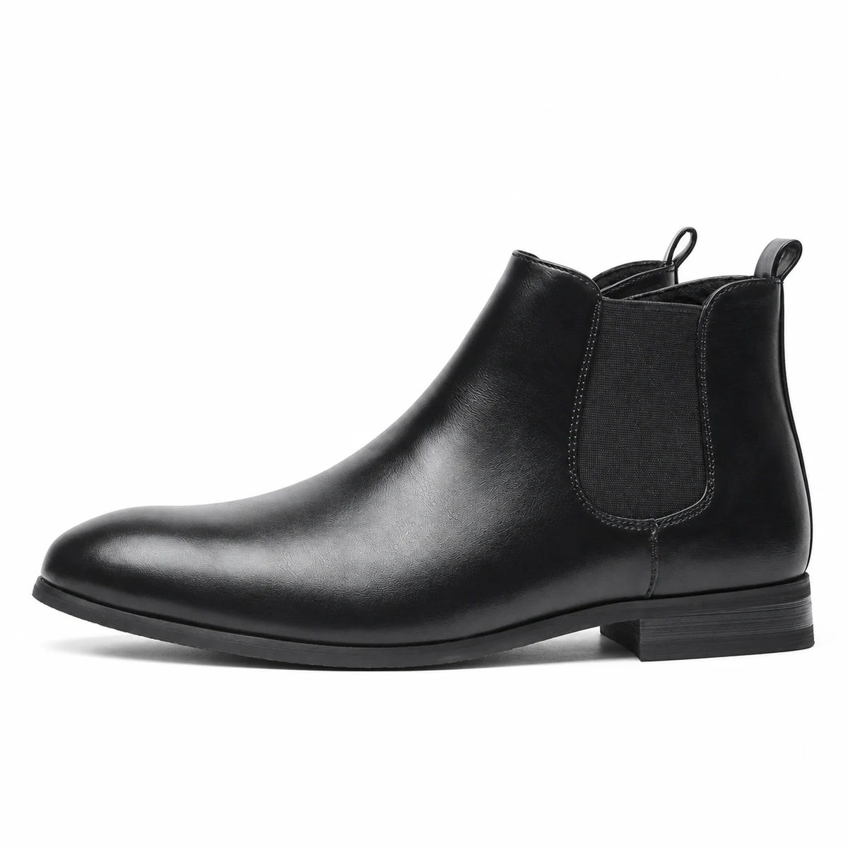 Chaussures hommes en cuir noir avec zip et empiècements extensibles pour confort