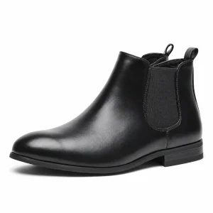 Bottines homme noires à zip avec empiècements élastiqués pour un style moderne