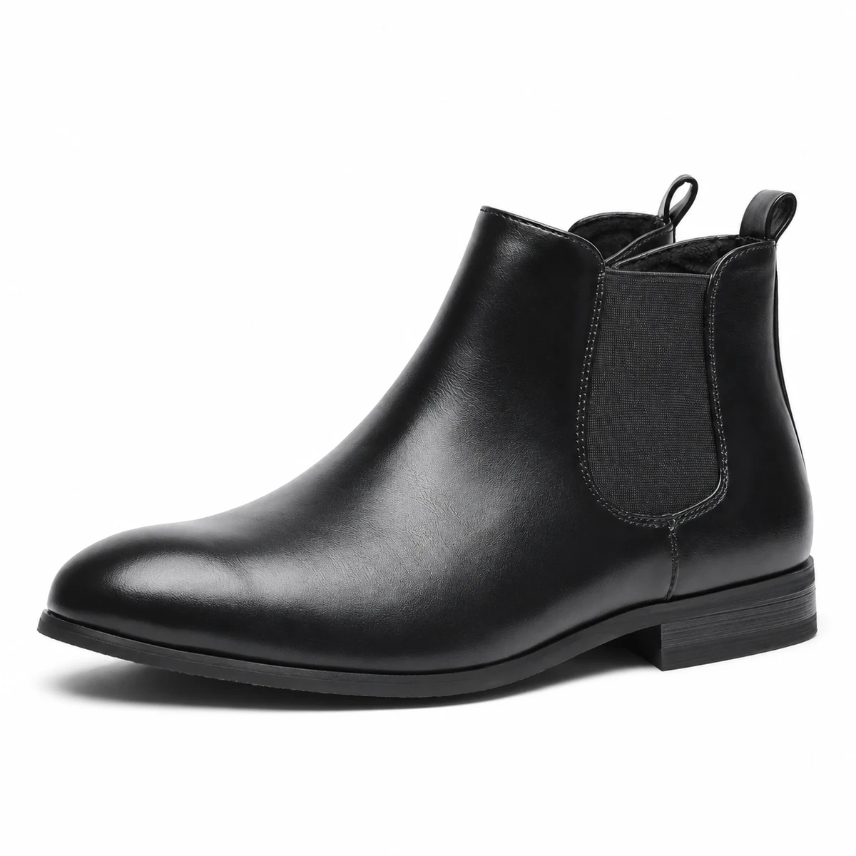 Bottines homme noires à zip avec empiècements élastiqués pour un style moderne