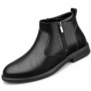 Bottines hommes noires à zip et empiècements texturés pour un style urbain
