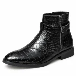 Bottines homme noires à zip et relief façon reptile élégantes