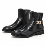 Bottines homme noires brillantes avec bride dorée élégante
