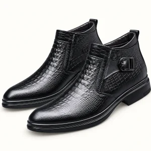 Bottines homme noires effet croco élégantes en cuir