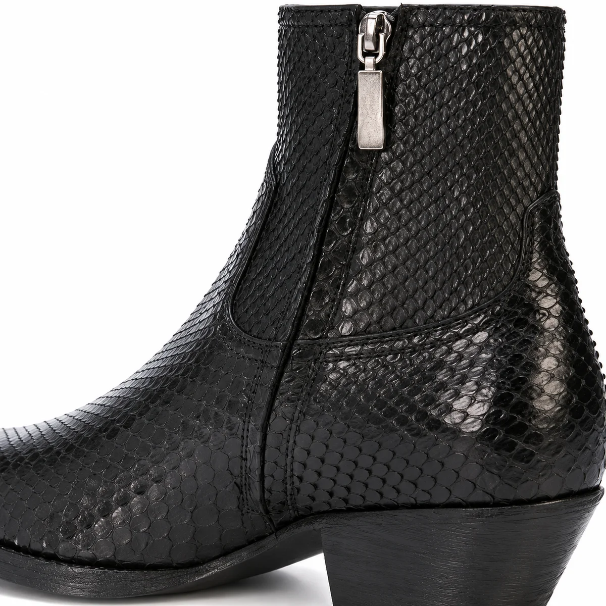 Bottines homme noires en cuir effet écailles avec zip sur le côté