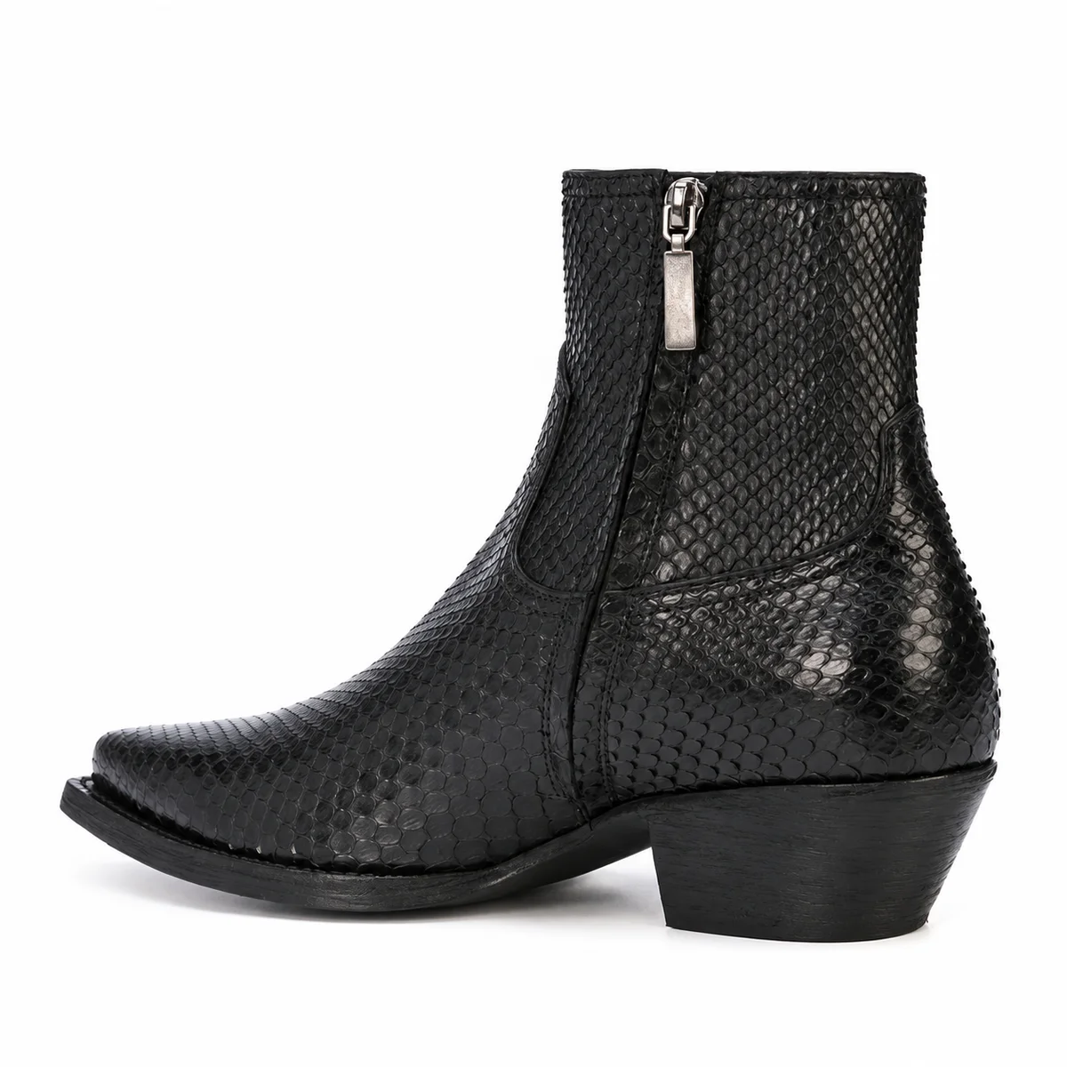 Chaussures homme noires à effet écailles avec zip pour mode moderne