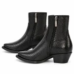 Bottines homme noires avec effet écailles et zipper pour style urbain