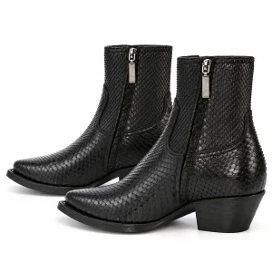 Bottines homme noires avec effet écailles et zipper pour style urbain