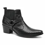 Bottines homme noires effet reptile avec brides et talon élégantes
