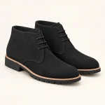 Bottines homme noires en suédé avec semelle crantée élégantes