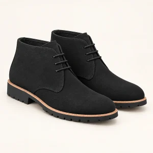 Bottines homme noires en suédé avec semelle crantée élégantes