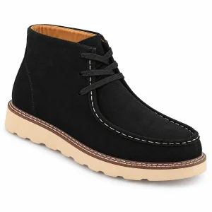Bottines homme noires en suédine à lacets avec semelle claire stylées