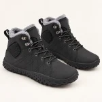 Bottines homme noires fourrées avec empiècements latéraux texturés pour hiver