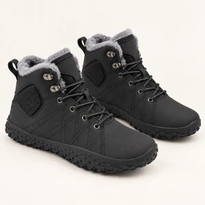 Bottines homme noires fourrées avec empiècements latéraux texturés pour hiver
