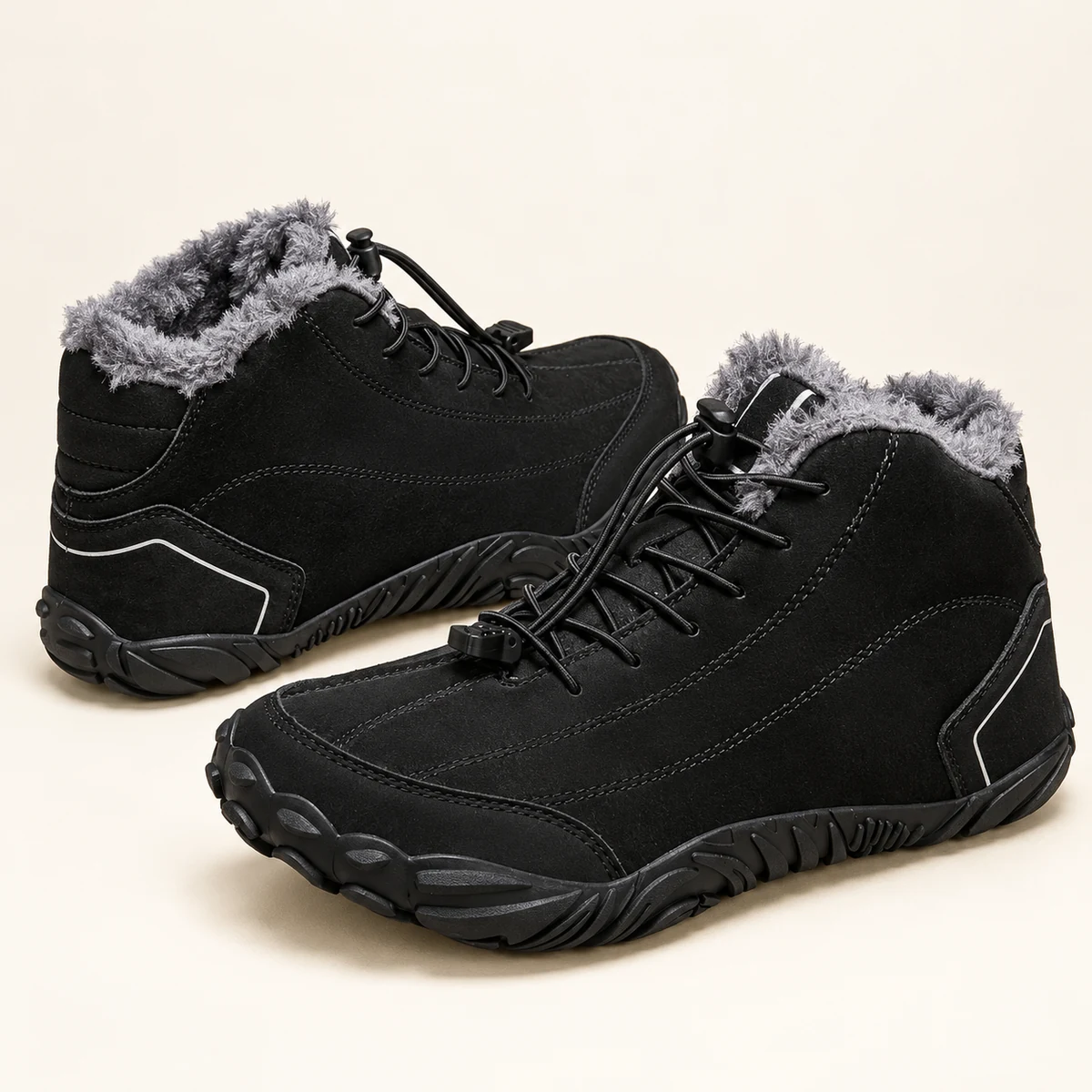 Chaussures homme hiver en cuir noir avec semelle antidérapante