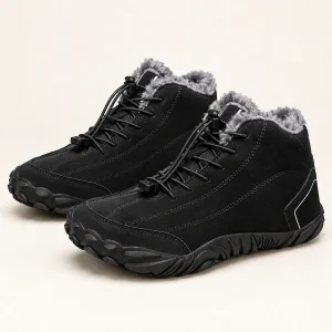 Bottines hommes noires fourrées à lacets pour hiver