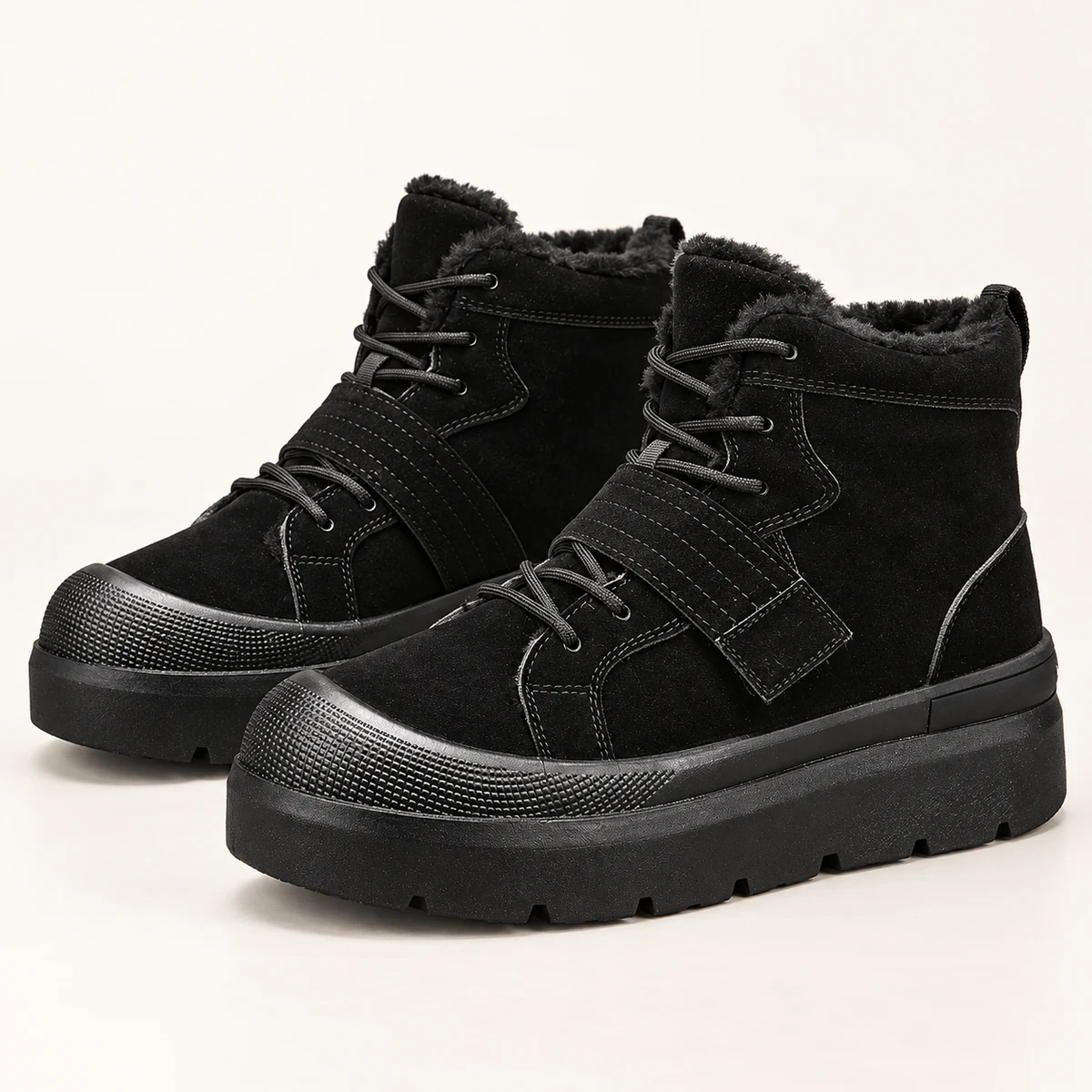 Bottines homme noires fourrées avec bout contrastant pour style et confort