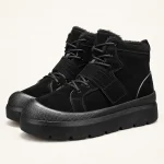 Bottines homme noires fourrées avec lacets et bout contrastant élégantes