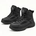 Bottines homme noires fourrées à lacets avec empiècements élégants