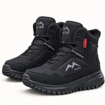 Bottines homme noires fourrées avec lacets et motifs montagne pour hiver