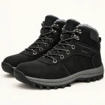 Bottines homme noires fourrées avec lacets et semelle grise pour hiver