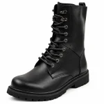 Bottines homme noires fourrées à lacets élégantes pour l'hiver
