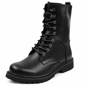 Bottines homme noires fourrées à lacets élégantes pour l'hiver