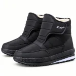 Bottines homme noires fourrées à large scratch pour hiver