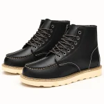 Bottines homme noires fourrées à semelle claire pour hiver