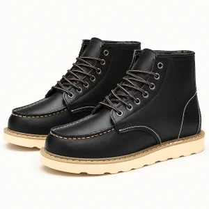 Bottines homme noires fourrées à semelle claire pour hiver