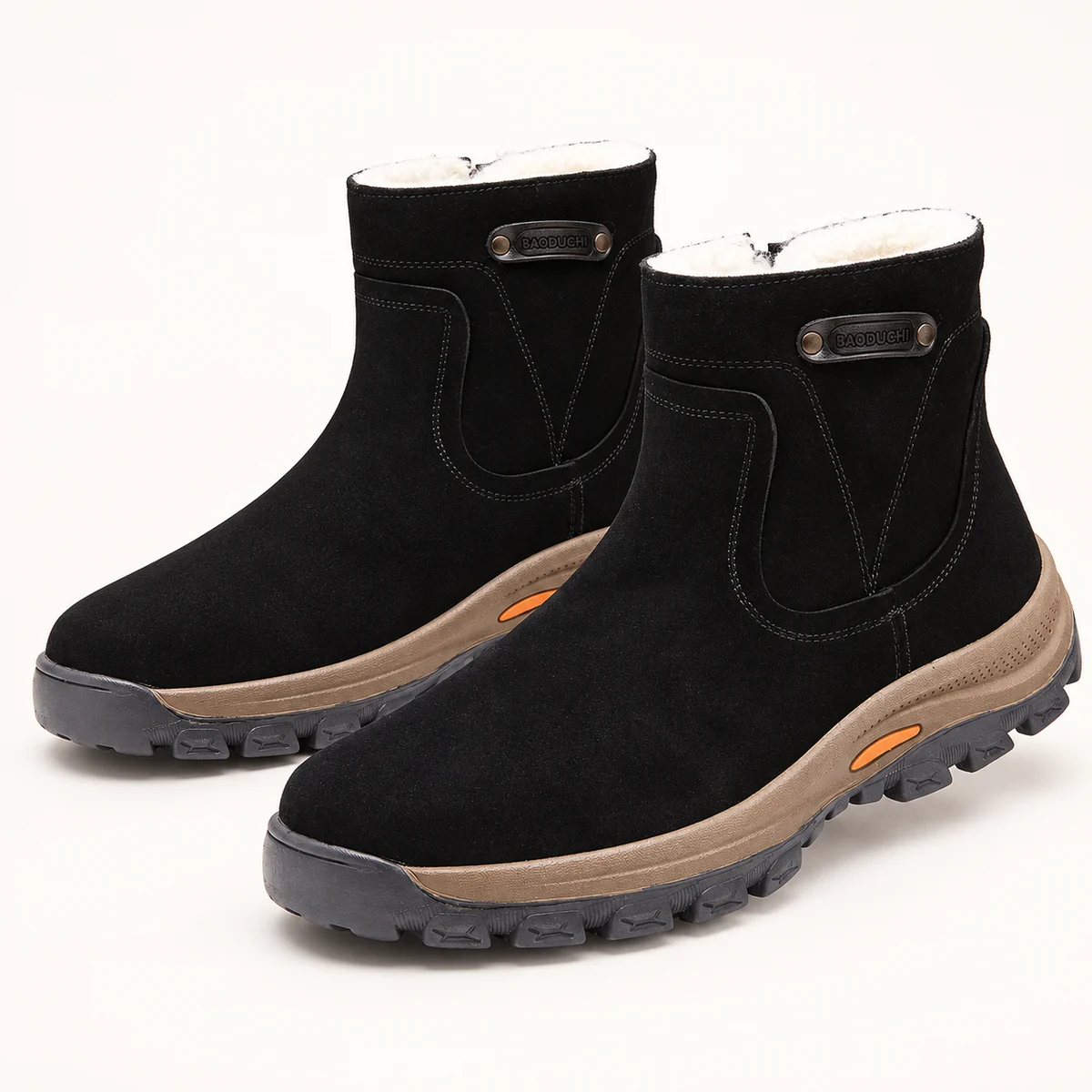 Bottines homme noires fourrées avec semelle contrastante pour hiver élégantes