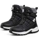 Bottines homme noires fourrées à tige quadrillée pour hiver